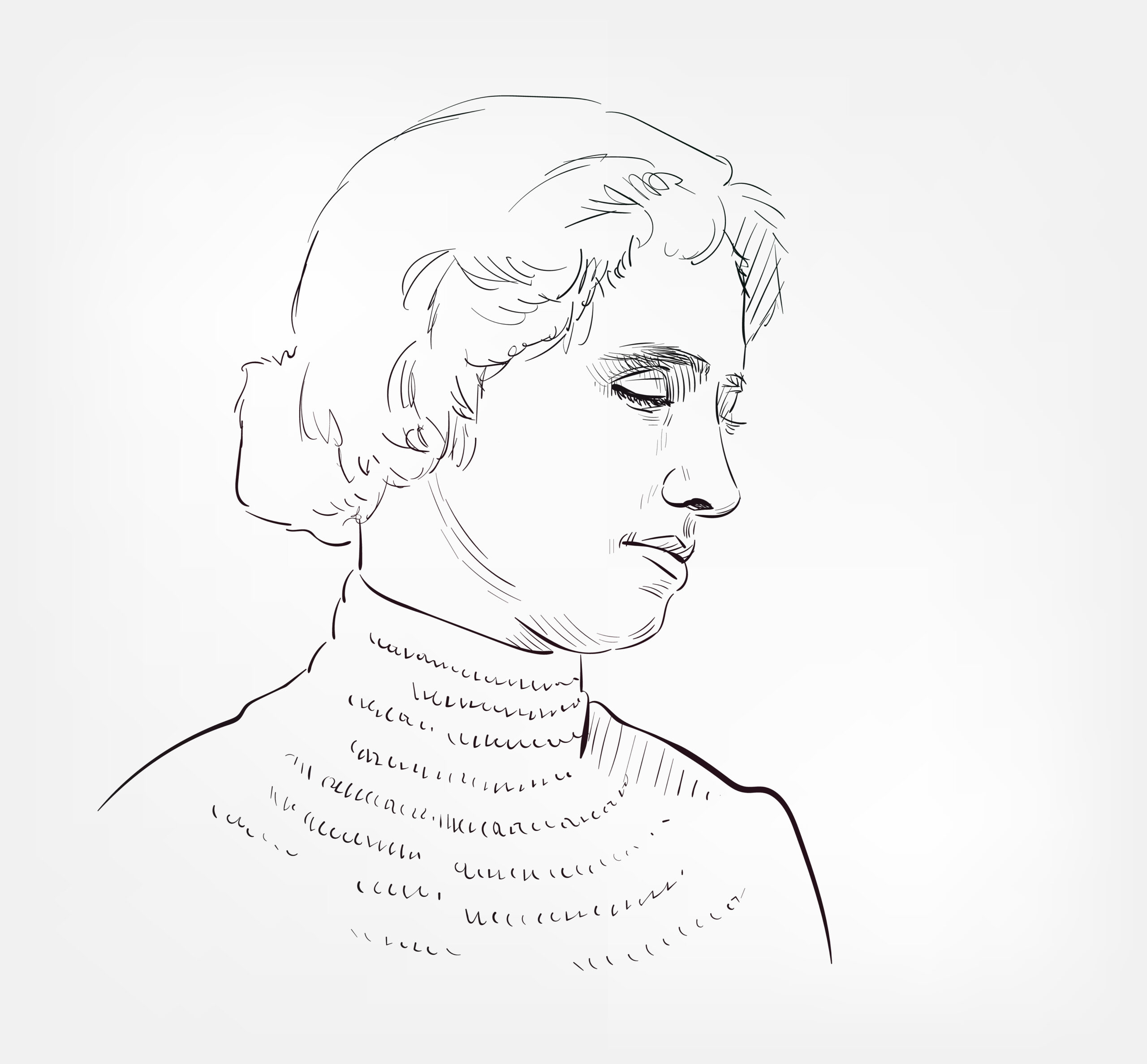 Sketch portrait of Helen Keller.