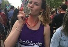 Anni Bould after completing the London Marathon